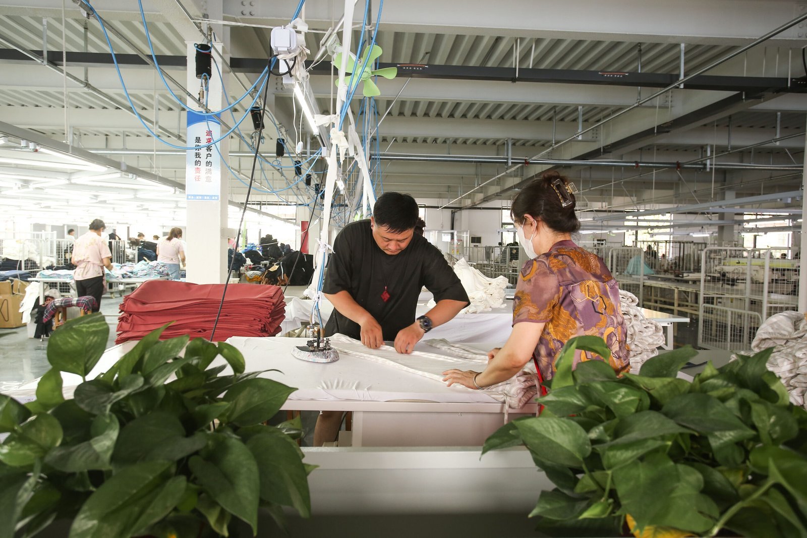 Jiajia apparel production team at work
